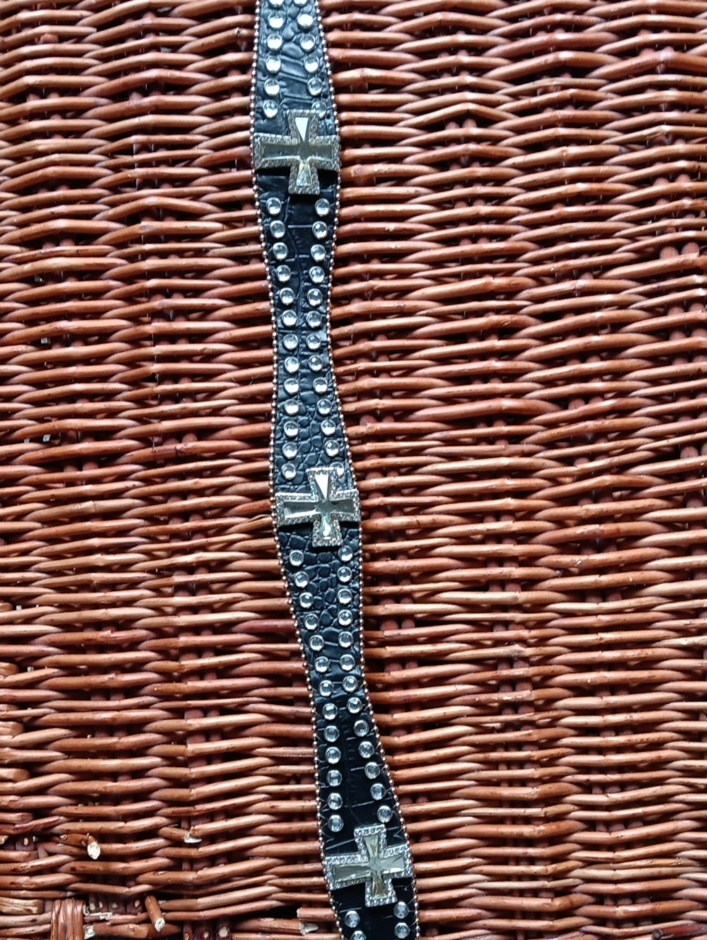 Studded Black Cross Accent Women's Belt
